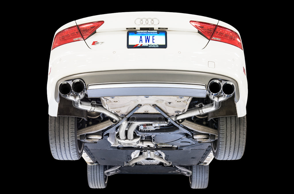 AWE Track Edition Exhaust for Audi C7 S7 4.0T - 4" Chrome Silver Tips