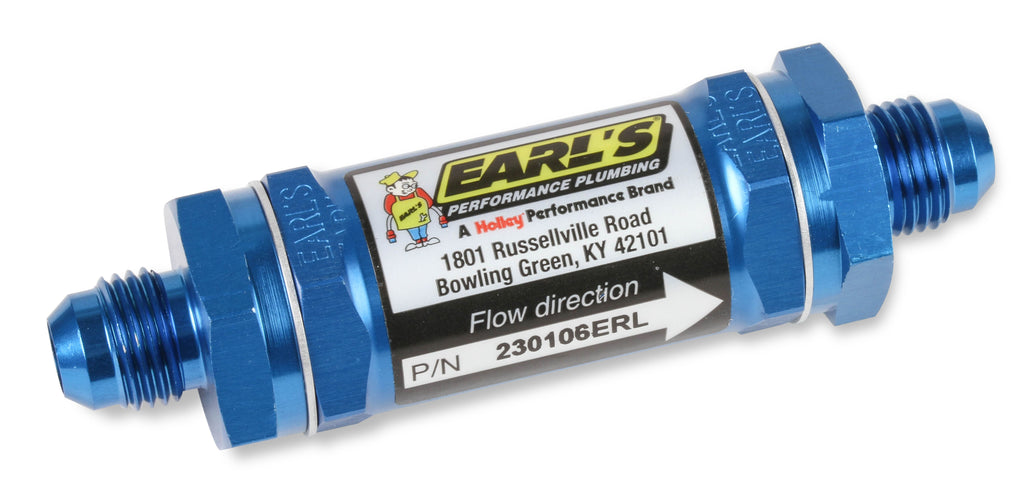 Fuel Filter w/ Sintered Bronze Element - 35 Micron - 4 AN Male Inlet & Outlet - Blue