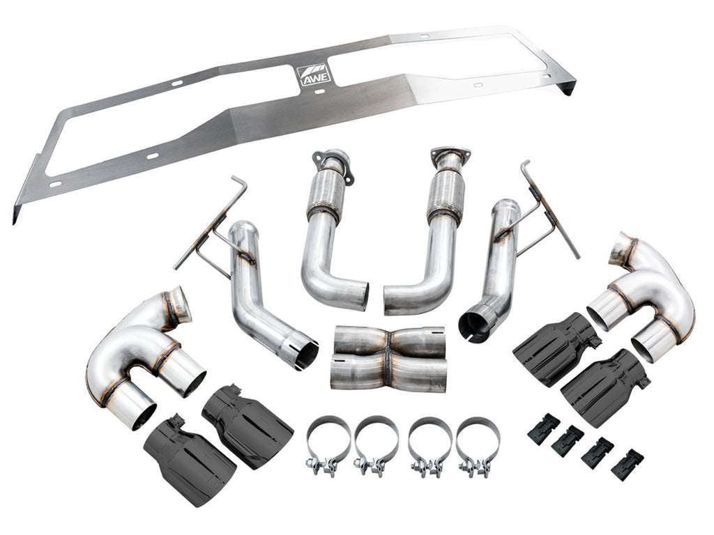 AWE Track Edition Exhaust for C8 Corvette - 4.5" Diamond Black Tips