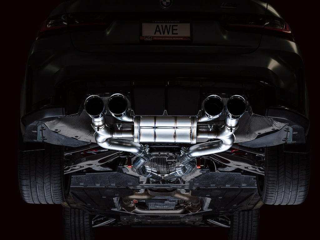 AWE SwitchPath Catback Exhaust for BMW G8X M3/M4 - 4.5" Chrome Silver Tips