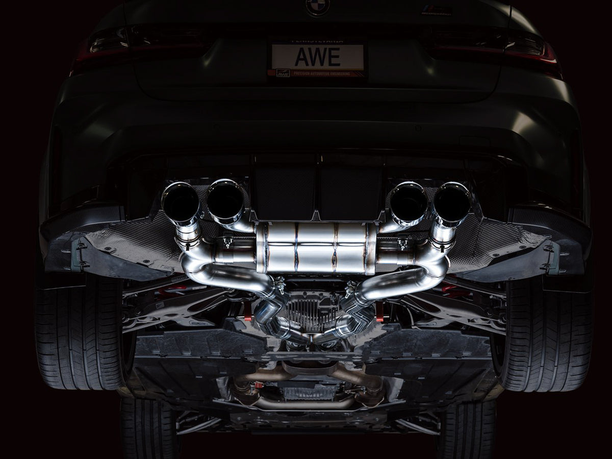 AWE SwitchPath Catback Exhaust for BMW G8X M3/M4 - 4.5" Chrome Silver Tips