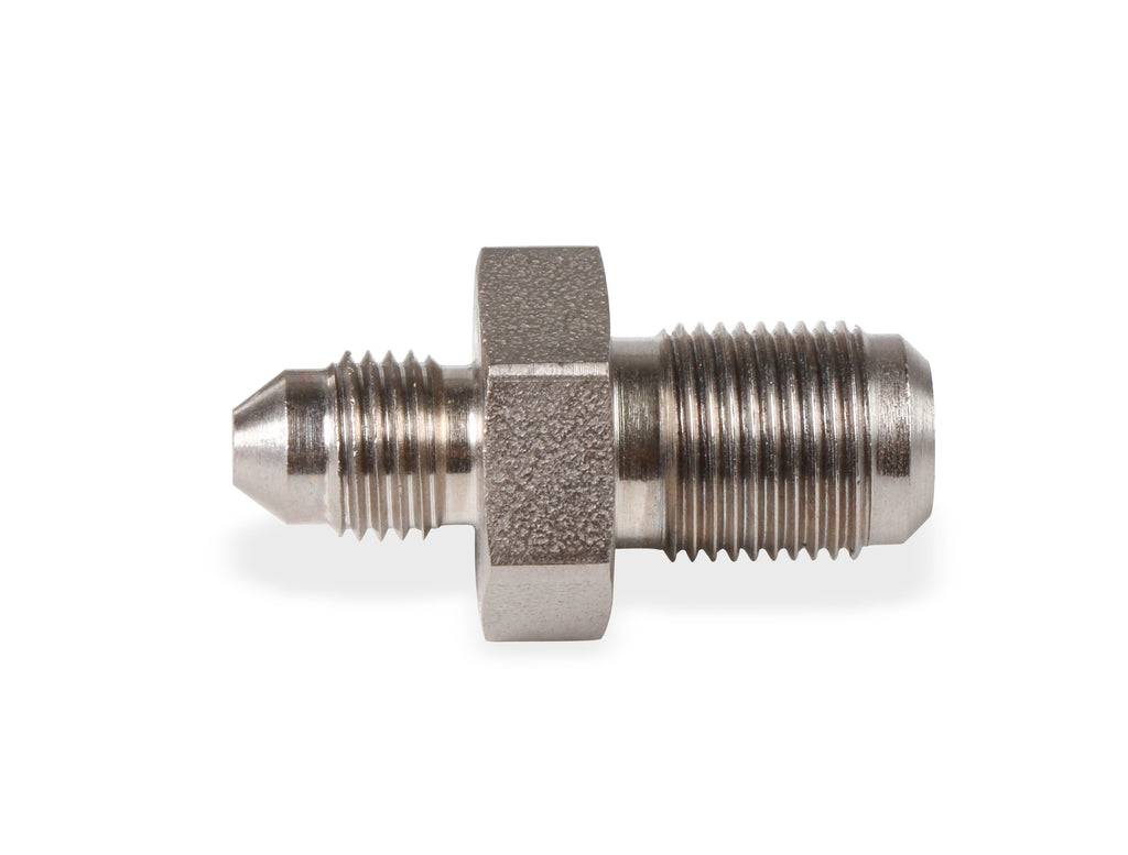 Brake Adapter Thread Size -3AN To M12x1.00mm Uniflare 2 Per Package Electroless Nickel Plated Steel. Package of 2 pieces.  Uniflare Fittings Fit Both Bubble & Inverted Flare.
