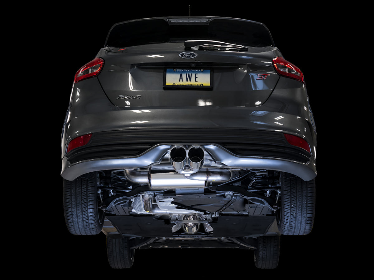 AWE Touring Edition Cat-back Exhaust for Ford Focus ST - Resonated - Chrome Silver Tips