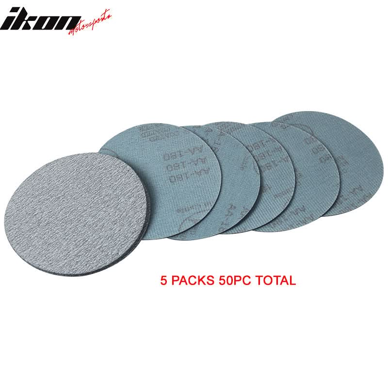 50PC 5in 127mm 180 Grit Auto Sanding Disc Sandpaper Sheets Sand Paper