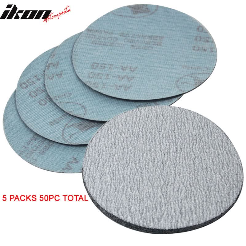 50PC 5in 127mm 150 Grit Auto Sanding Disc Sandpaper Sheets Sand Paper