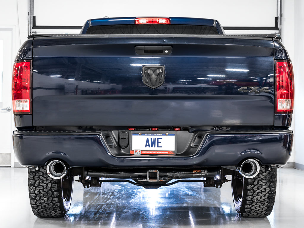 AWE 0FG Dual Rear Exit Catback for 4th Gen RAM 1500 5.7L (with bumper cutouts) - Chrome Silver Tips