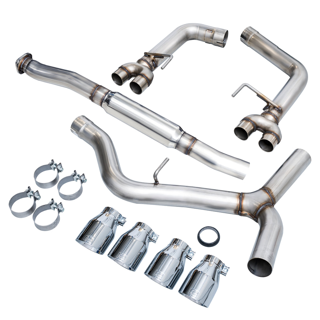 AWE Track Edition Exhaust for VA / GV WRX / STI Sedan - 4" Chrome Silver Quad Tips