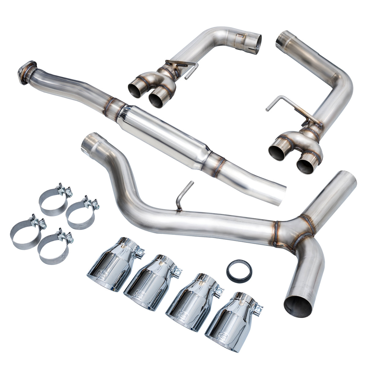 AWE Track Edition Exhaust for VA / GV WRX / STI Sedan - 4" Chrome Silver Quad Tips