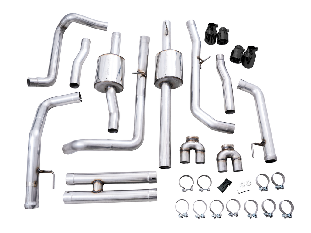 AWE 0FG Catback Exhaust for 4th Gen Silverado/Sierra 1500 6.2L (with bumper cutouts) - 4" Diamond Black Tips