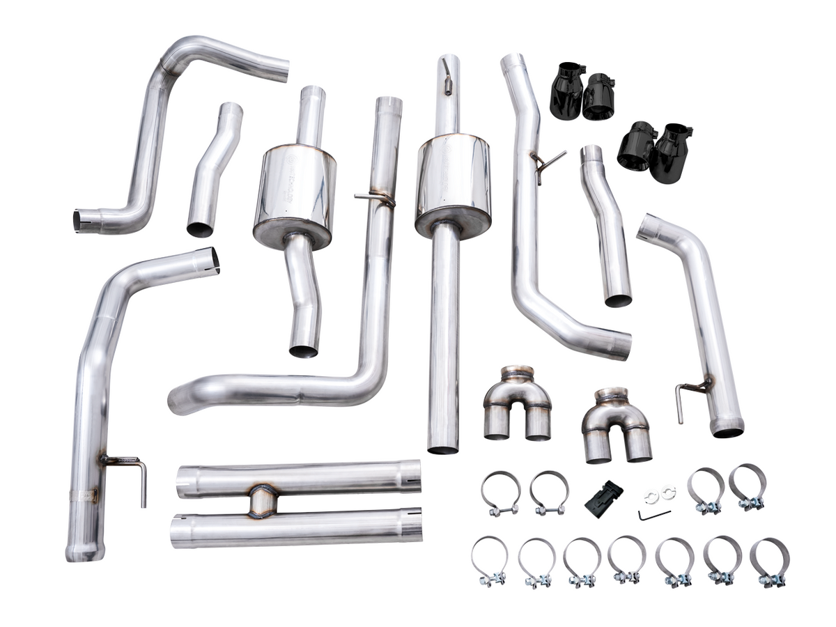 AWE 0FG Catback Exhaust for 4th Gen Silverado/Sierra 1500 6.2L (with bumper cutouts) - 4" Diamond Black Tips