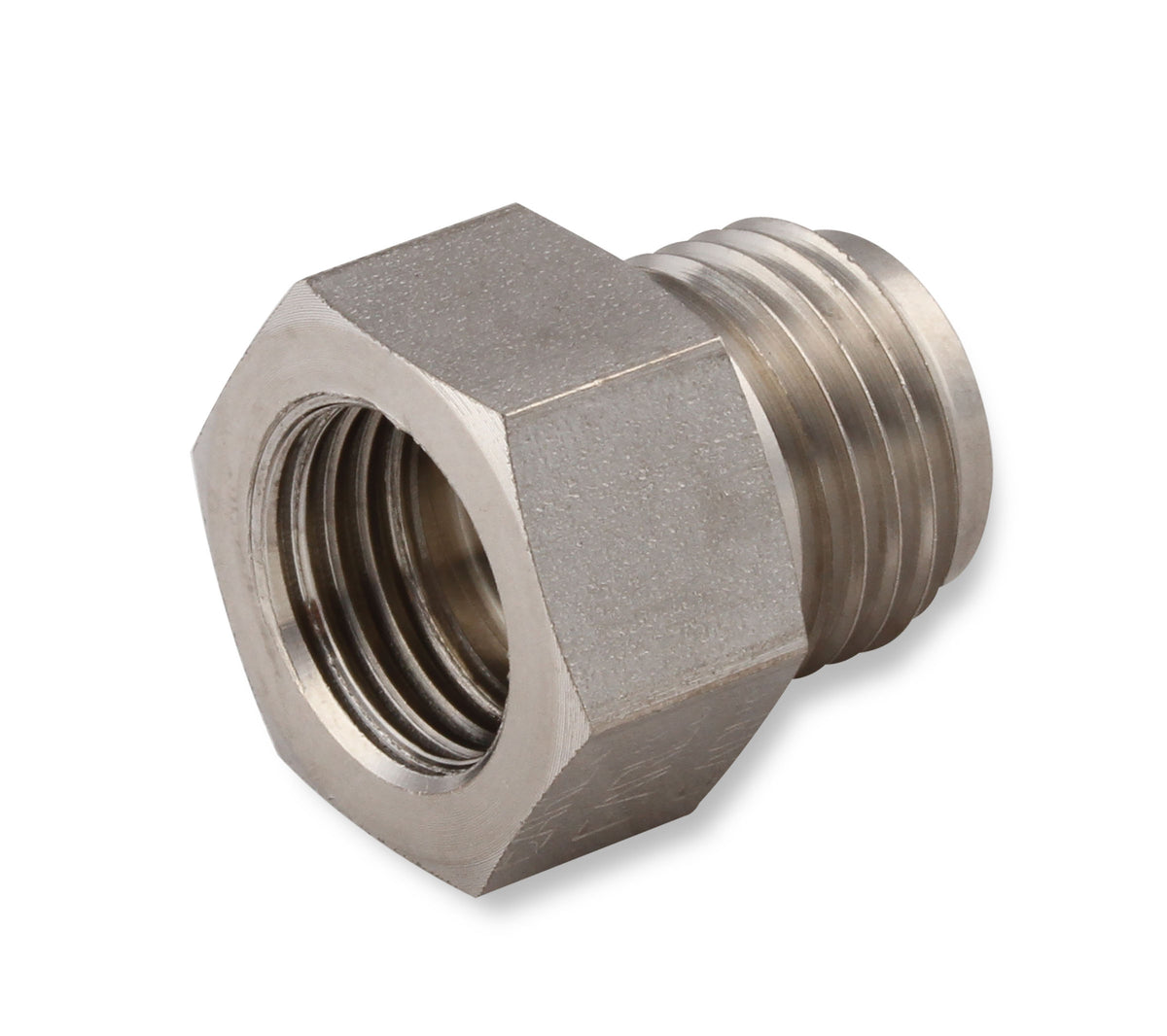 Hardline Reducer - Stainless Steel - 9/16"-18 Inverted Flare Male to 1/2"-20 Inverted Flare Female for 3/16" Tubing.