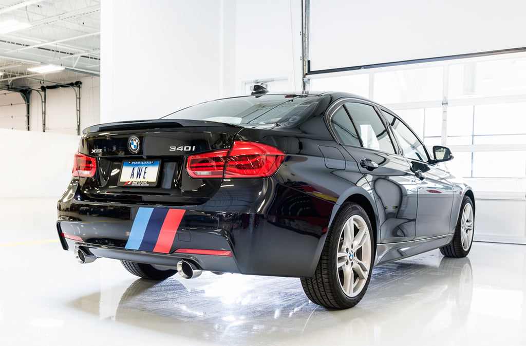 AWE Touring Edition Axleback Exhaust for BMW F3X 340i/440i - 4" Diamond Black Tips