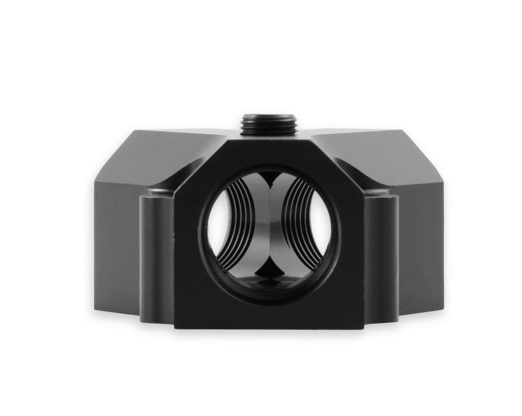 Fuel Distribution Block - 10AN O-ring Ports on the Inlet and two Outlets., Black Anodized.