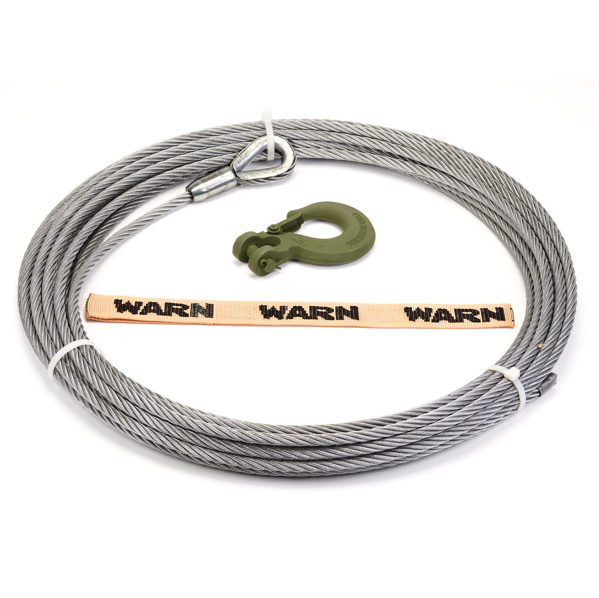 Replacement Steel Winch Rope - 7/16 in x 75 ft, with Hook
