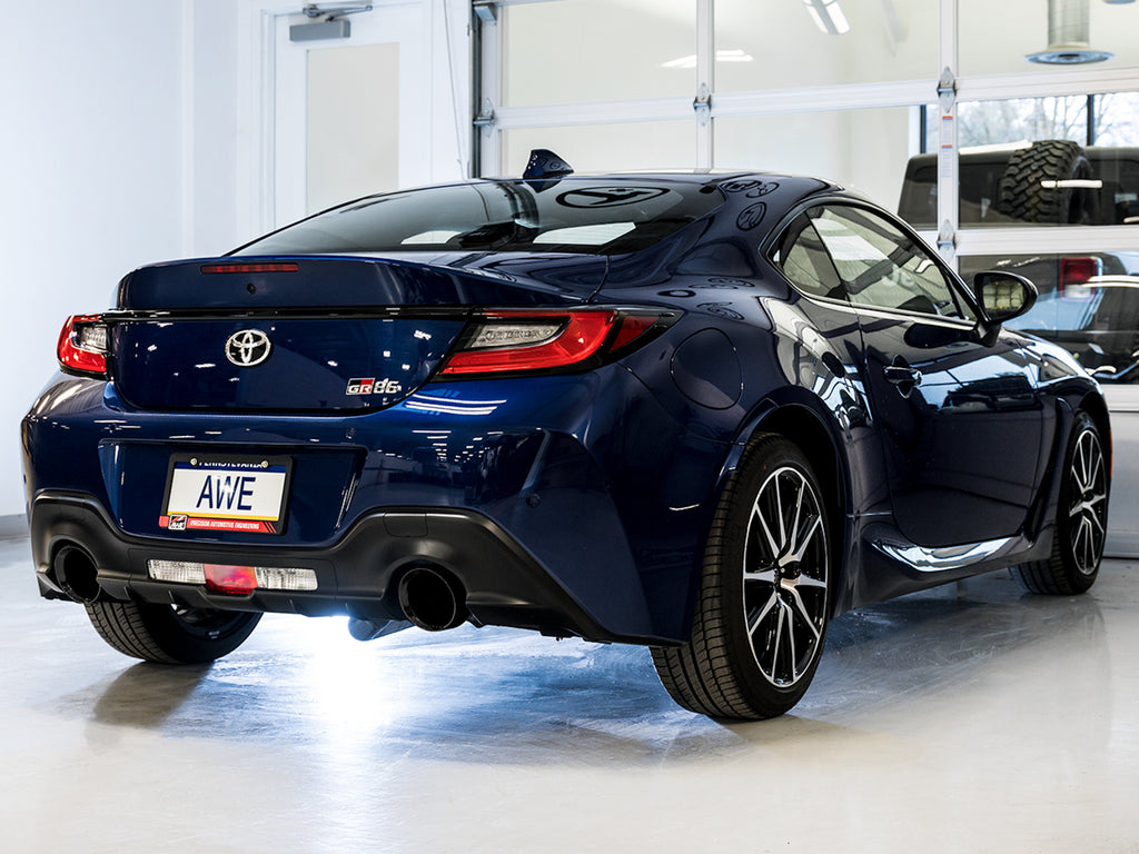 AWE Track Edition Exhaust for Subaru BRZ / Toyota GR86 / Toyota 86 / Scion FR-S - 5" Diamond Black Tips