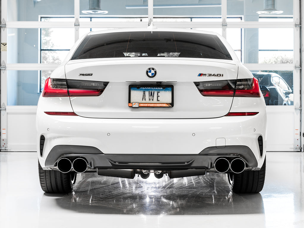AWE Resonated Touring Edition Exhaust for G2X M340i / M440i - 4" Chrome Silver Tips