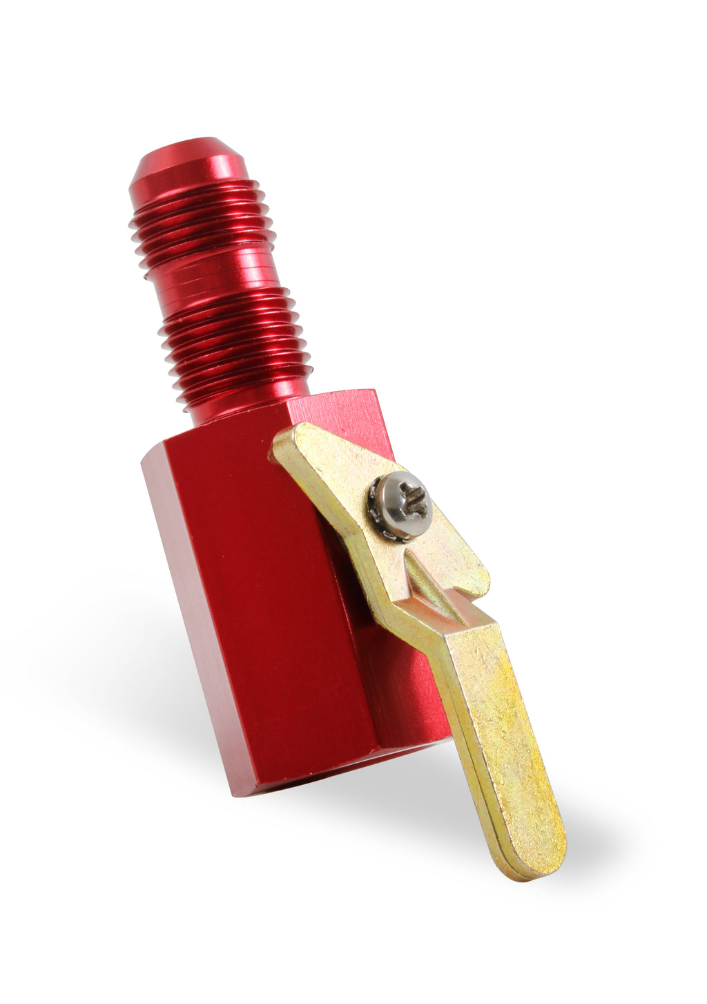 Shut-Off Valve 3/8" NPT Female Inlet & -6AN Bulkhead Outlet - 2.75 in. (2-3/4") Overall Length Red Anodized Aluminum