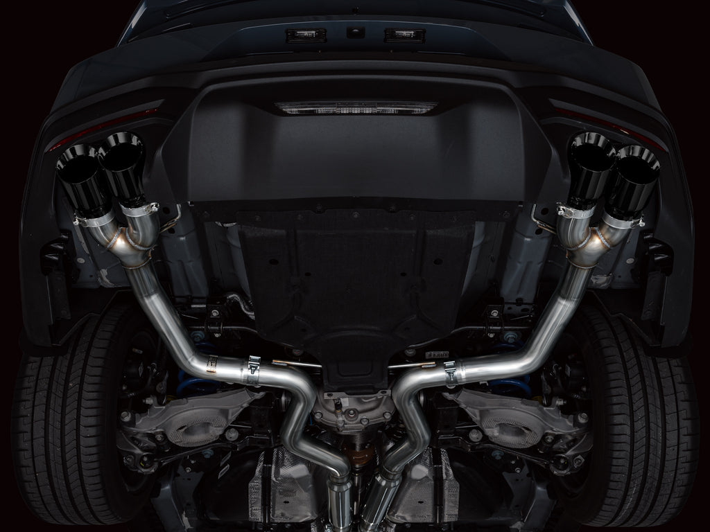 AWE Track Edition Exhaust for S650 Ford Mustang GT Fastback - Quad Diamond Black Tips