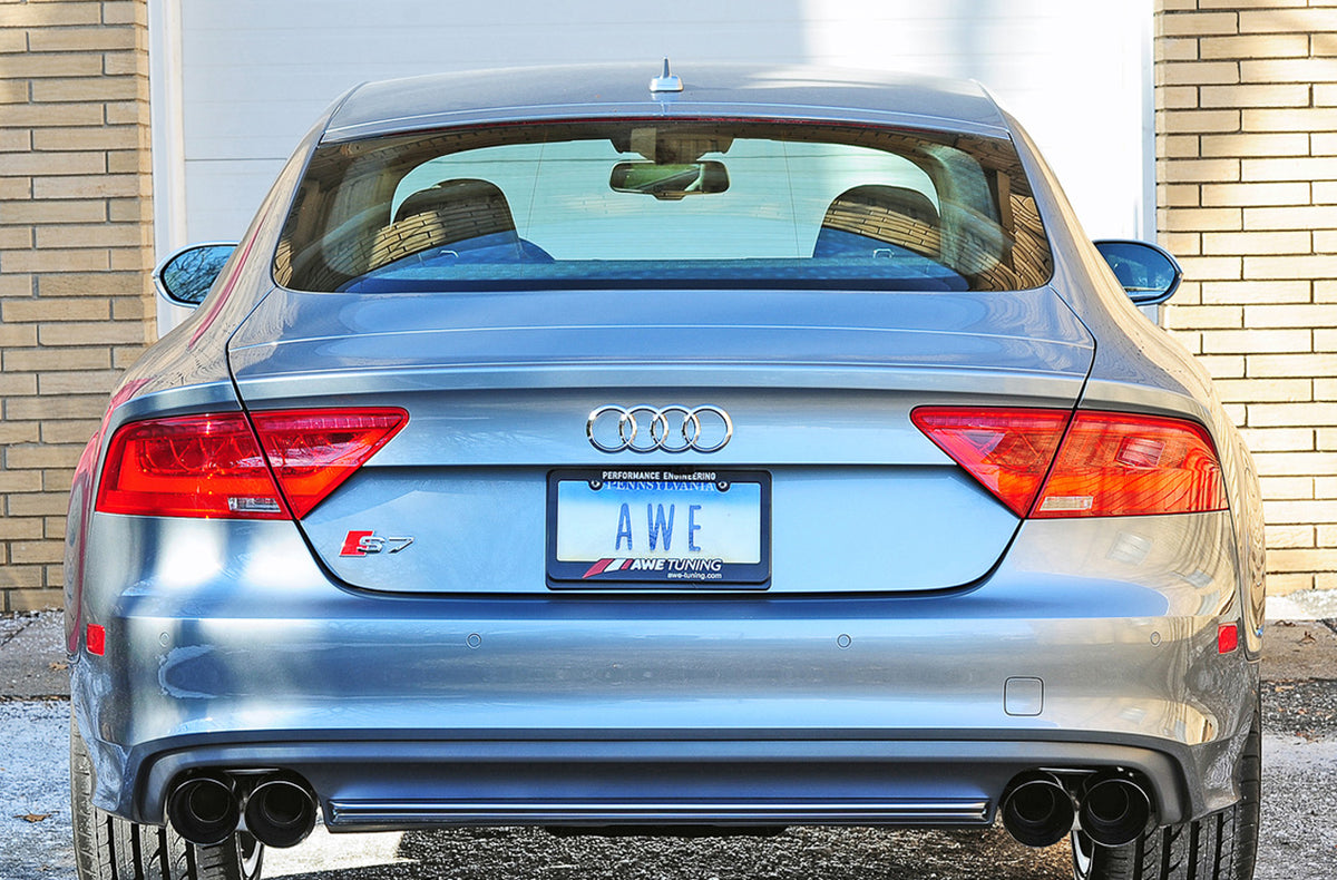 AWE Track Edition Exhaust for Audi C7 S7 4.0T - 4" Diamond Black Tips