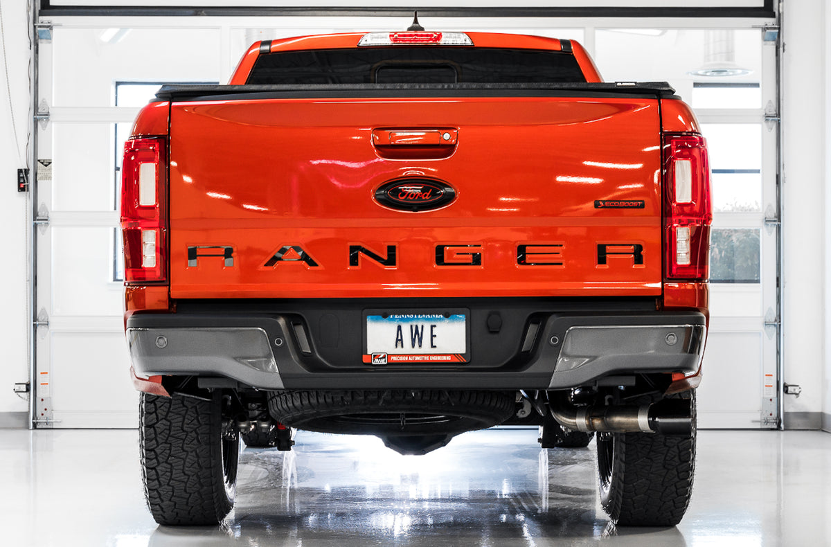 AWE 0FG Exhaust with BashGuard for Ford Ranger - Dual Diamond Black Tips