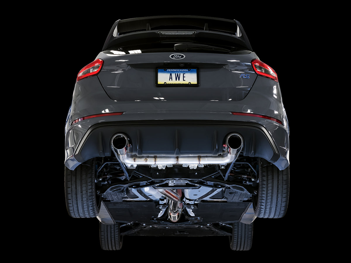 AWE Track Edition Cat-back Exhaust for Ford Focus RS - Chrome Silver Tips