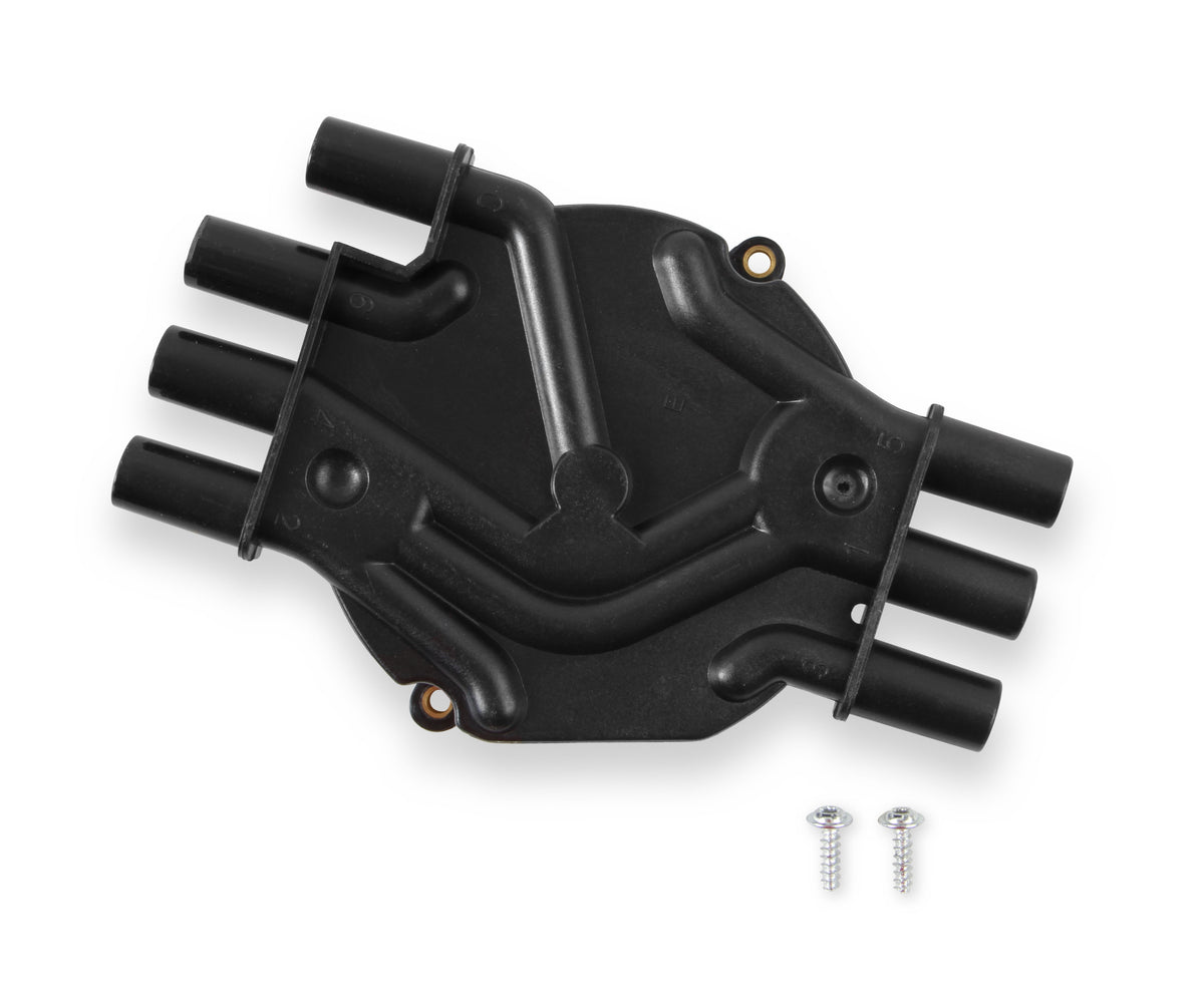 Distributor Cap - Chevy / GMC Vortec - V6 - Socket Style - Crab - Black - 120142 distributor cap is a crab style black cap that fits Chevy / GMC VORTEC V6.