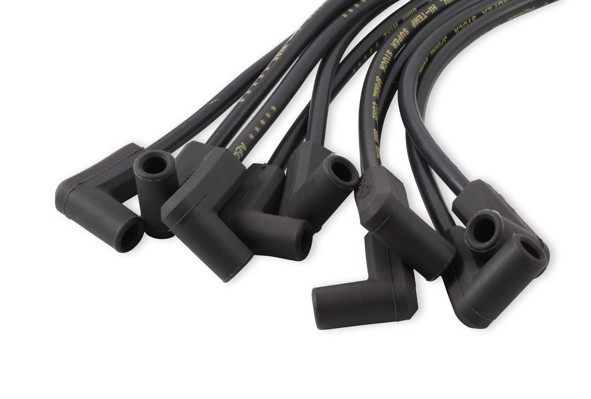 Spark Plug Wire Set- 8mm - Super Stock - Custom - Black Wire - Custom spark plug wire set - 500 Ohms/Ft Sprial Core - SBC 1987-1995 V8