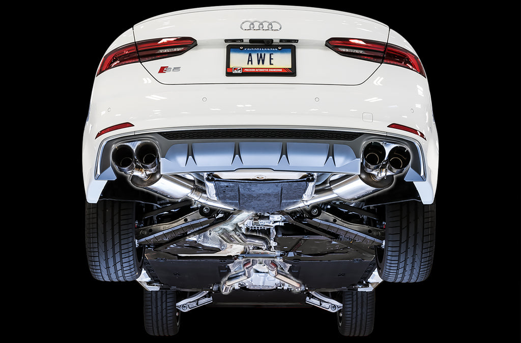 AWE Touring Edition Exhaust for Audi B9 S5 Sportback - 4" Diamond Black Tips