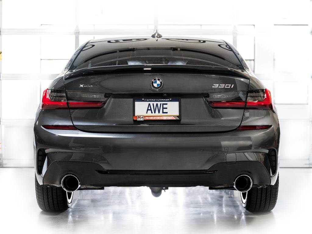 AWE Touring Edition Axleback Exhaust for BMW G2X 330i/430i - 4.5” Chrome Silver Tips
