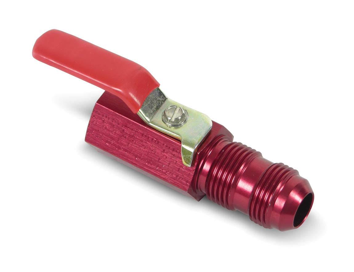 Shut-Off Valve 1/2" NPT Female Inlet & -10 AN Bulkhead Outlet - 2.75 in. (2-3/4") Overall Length Red Anodized Aluminum