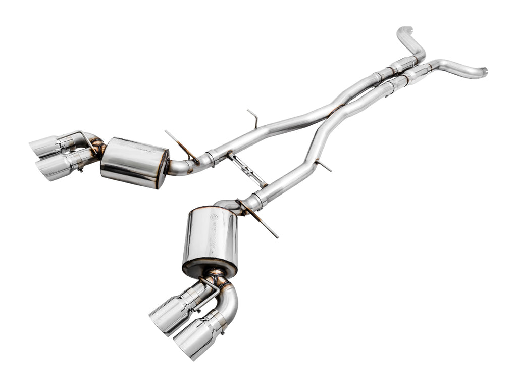 AWE Touring Edition Catback Exhaust for Gen6 Camaro SS/ZL1/LT1, Quad Outlet - Resonated - 4.5" Chrome Silver Tips