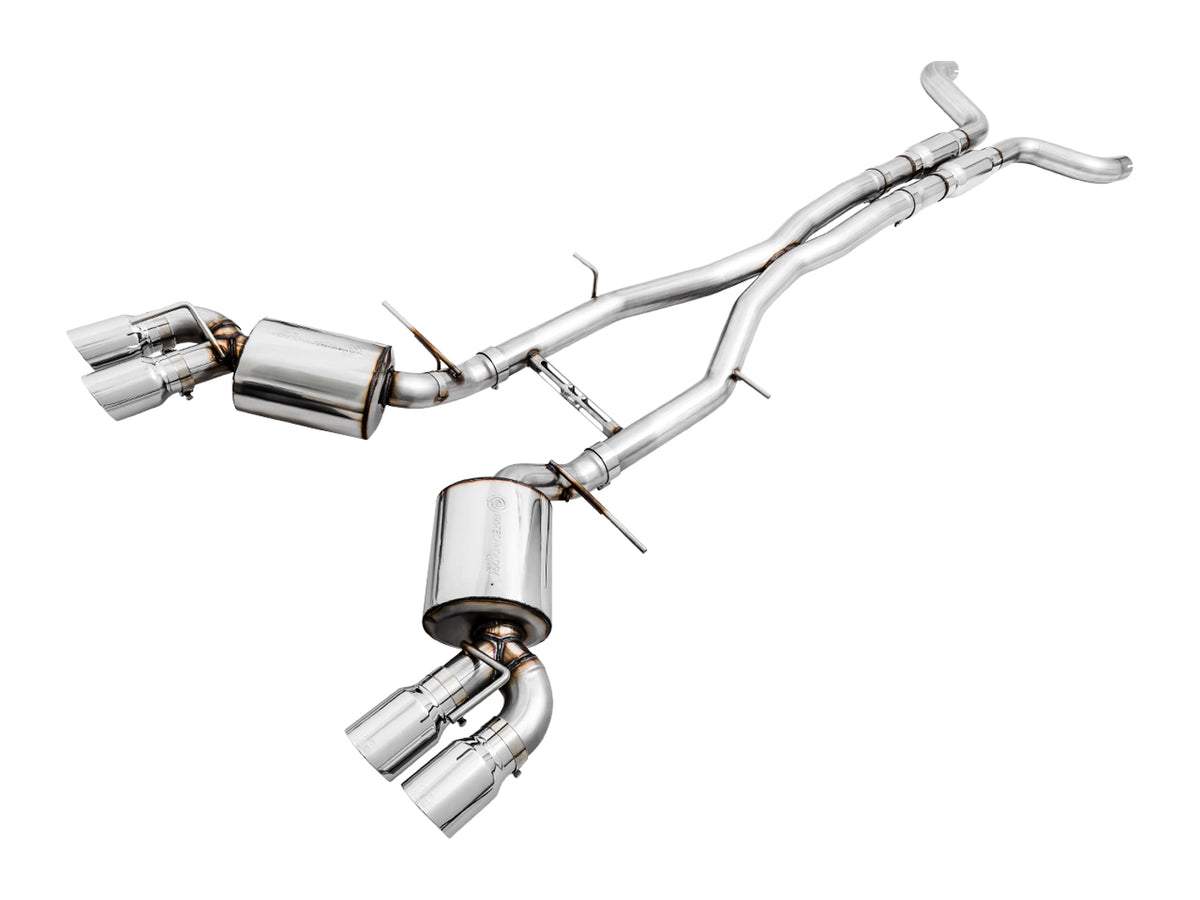 AWE Touring Edition Catback Exhaust for Gen6 Camaro SS/ZL1/LT1, Quad Outlet - Resonated - 4.5" Chrome Silver Tips