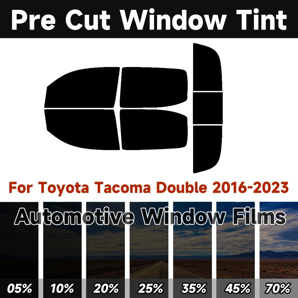 Precut Window Tint Kit for Toyota Tacoma Double Cab (2016–2023) | UV Block & Privacy Film