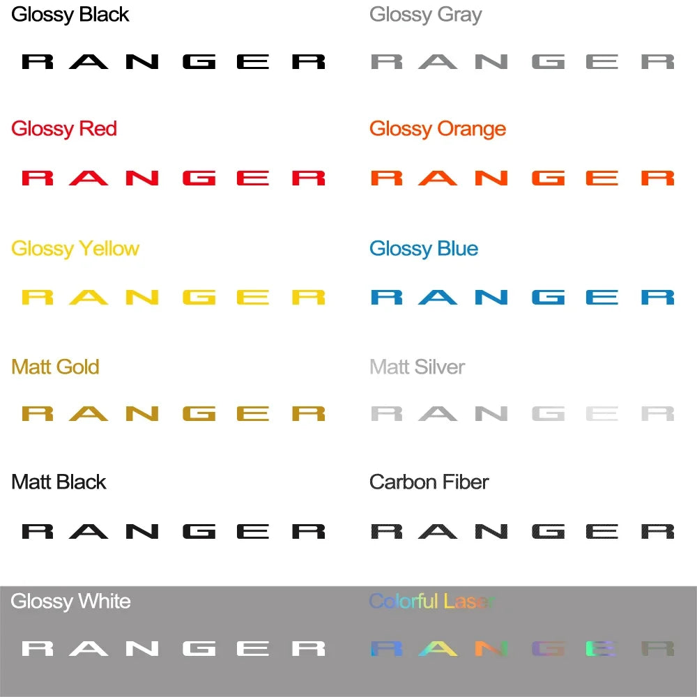 Tailgate Insert & Indent Letter Decal for Ford Ranger (2019–2021) | Vinyl Truck Sticker