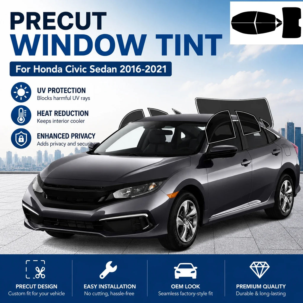 Precut Window Tint Kit for Honda Civic Sedan (2016–2021) | UV Block & Privacy Film
