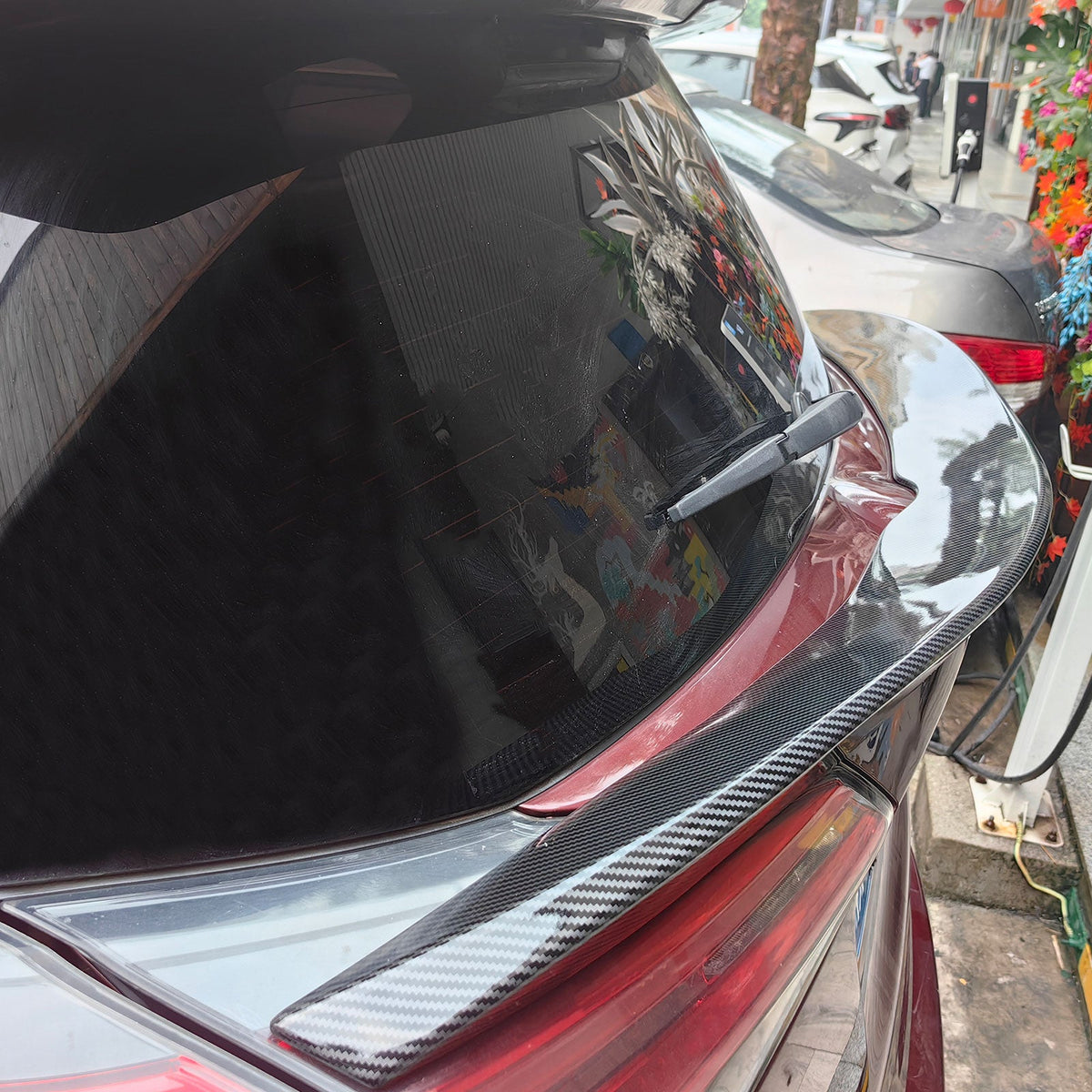 2016-2018 Toyota Rav4 IKON Rear Spoiler Lip Carbon Fiber Print ABS