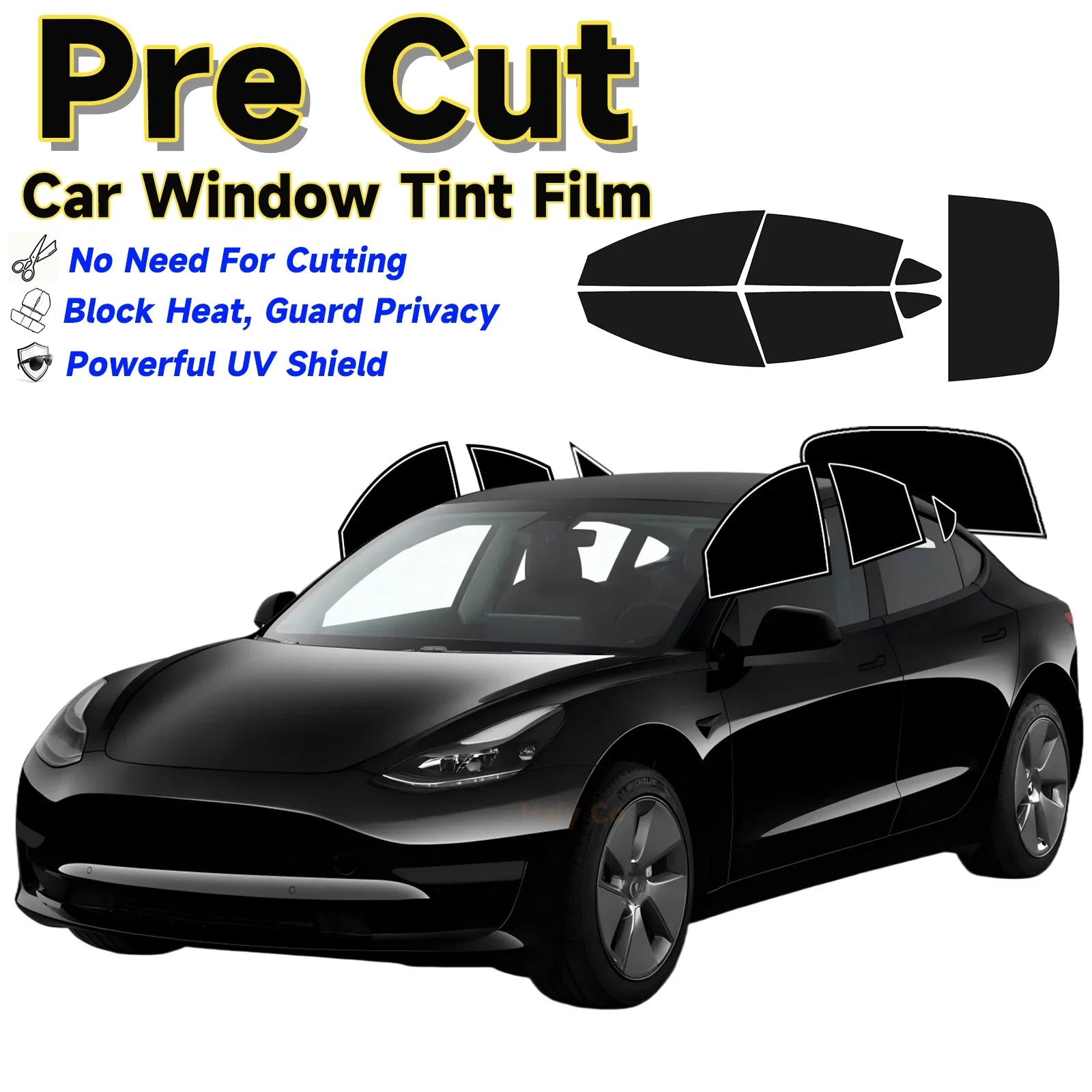 Precut Mirror Privacy Window Tint for Tesla Model 3 | Solar UV Protection Film