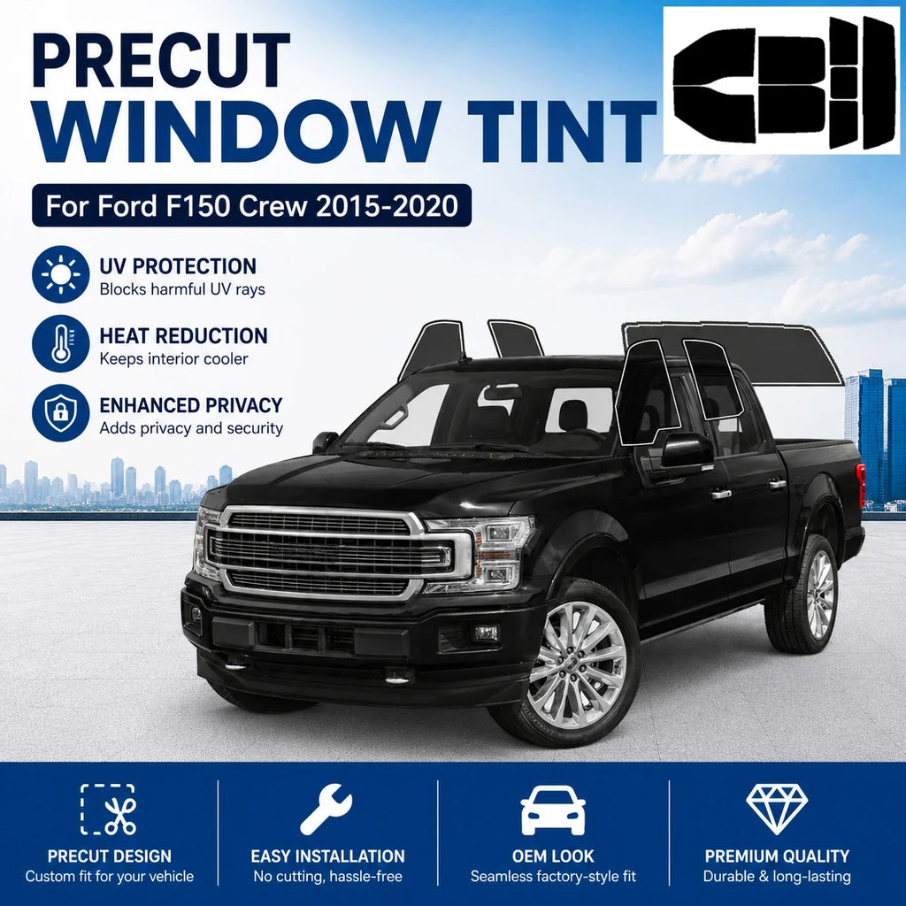 Precut Window Tint Kit for Ford F-150 Crew Cab (2015–2020) | UV Block & Privacy Film