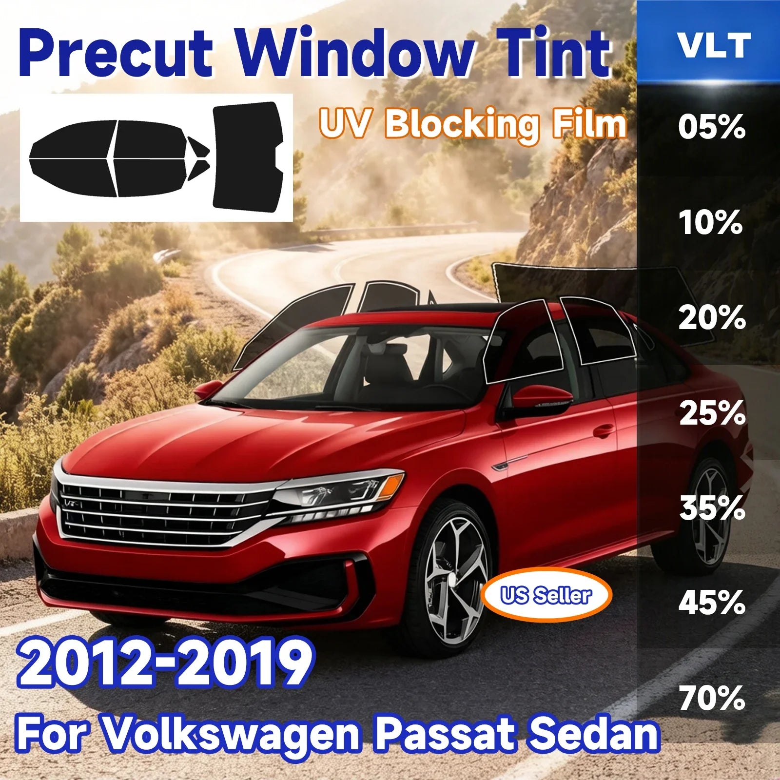 Precut Window Tint Kit for VW Passat Sedan (2012–2019) | UV Block & Privacy Film