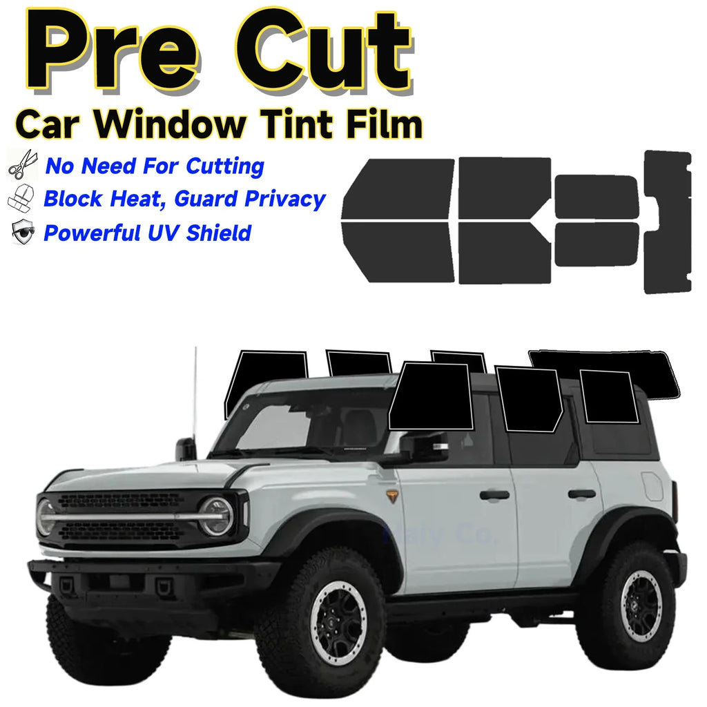 Precut Window Tint Kit for Ford Bronco 4-Door (2021–2025) | UV Block & Privacy Film