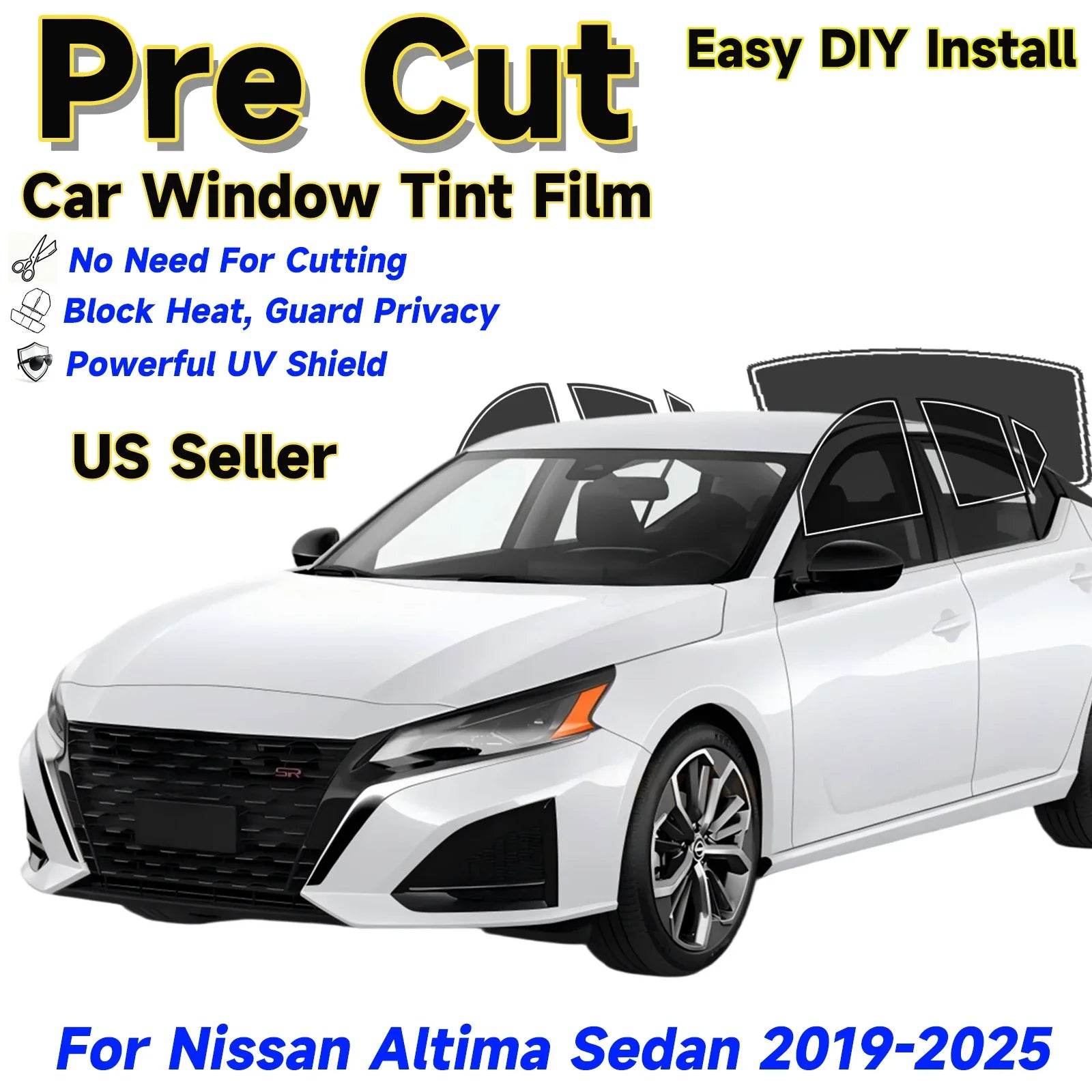 Precut Window Tint Kit for Nissan Altima Sedan (2019–2025) | UV Block & Privacy Film