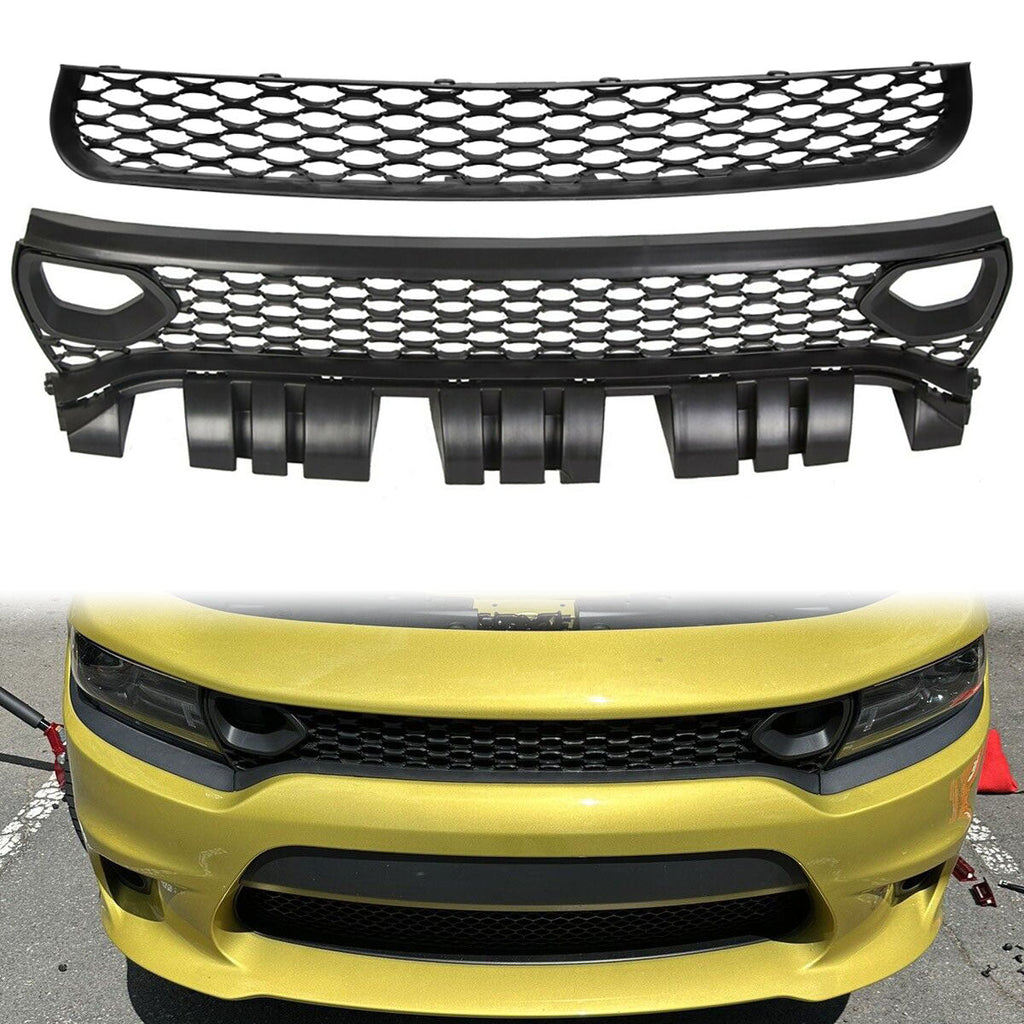 2015-2023 Dodge Charger Upper & Lower Car Grilles w/ Air Ducts 2PC PP