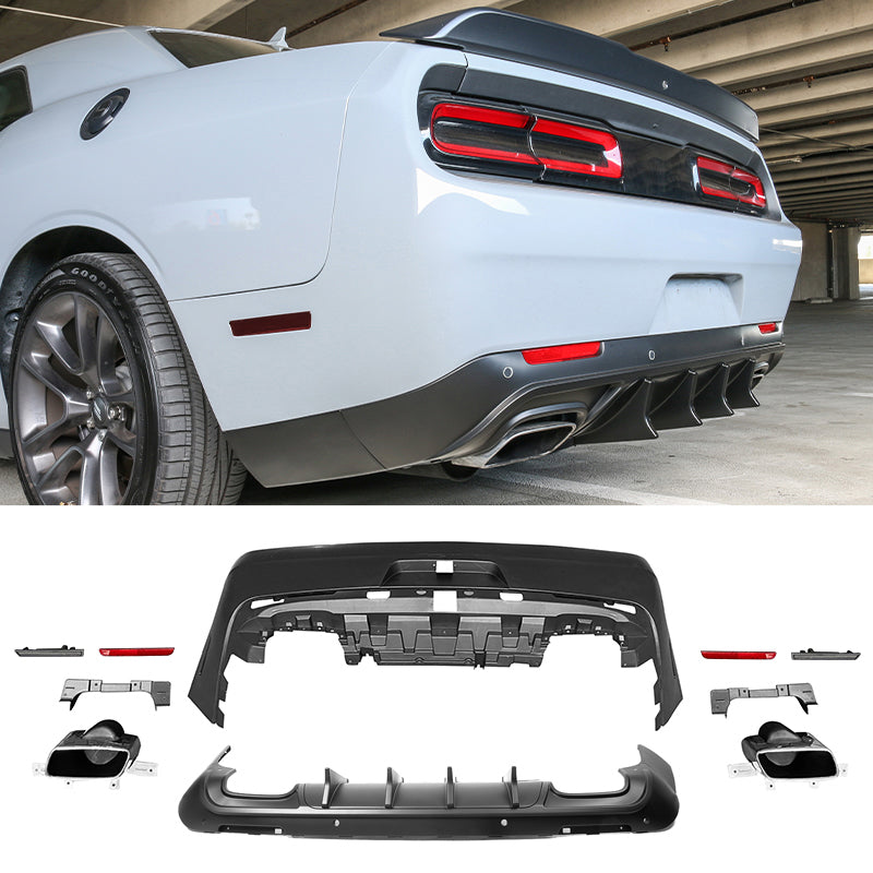 2008-2014 Dodge Challenger Front+Rear Bumper Cover+Lip+Diffuser PP