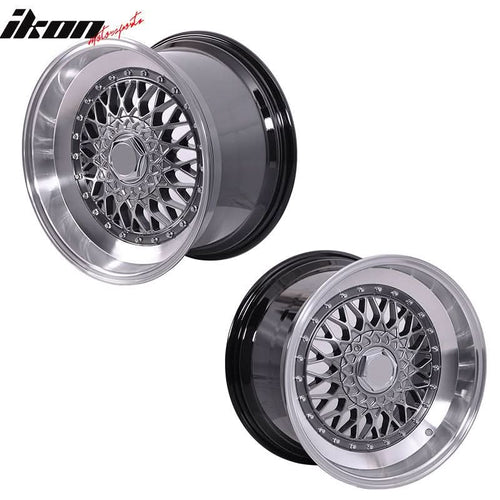 (2) 17X8.5 +25 5X100 / 5X114.3 Step Lip Deep Dish Mesh Wheels Rims