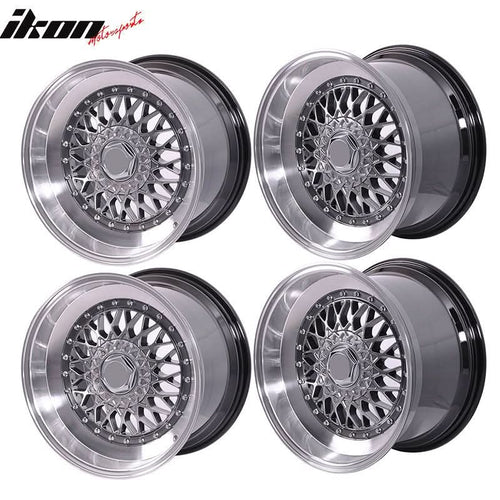 (4) 17X8.5 +25 5X100 / 5X114.3 Step Lip Deep Dish Mesh Wheels Rims