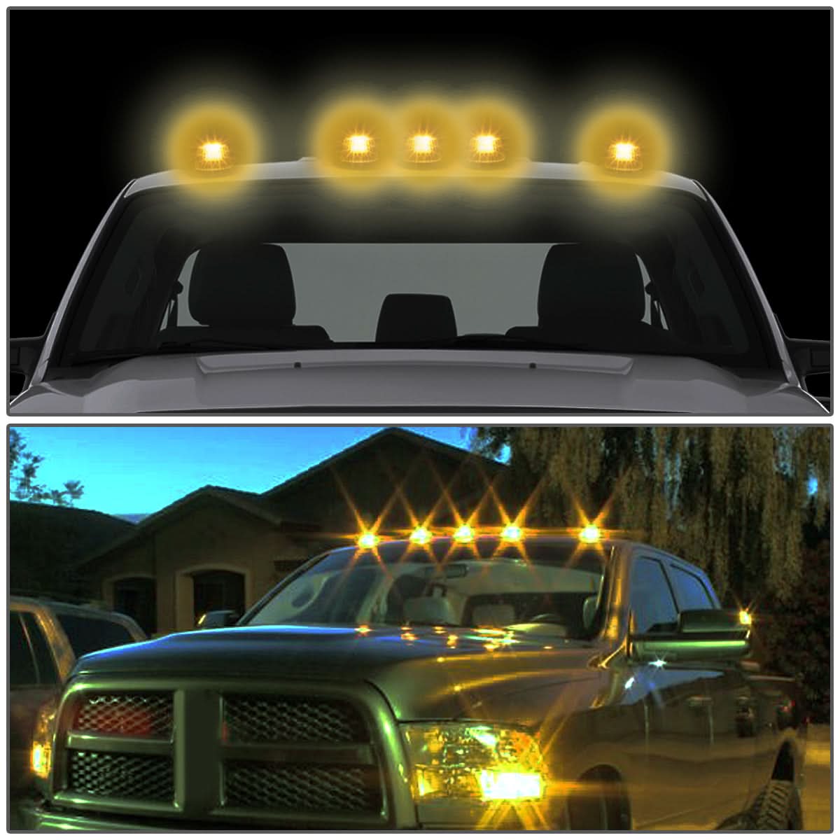94-98 Dodge Ram 2500/3500 Cab Light - Black Housing/Amber LED