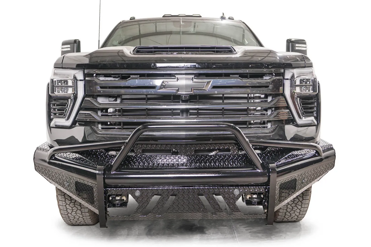 Fab Fours CH24-S6162-1 Pre-Runner Guard installed on Chevrolet Silverado HD; accessories shown sold separately