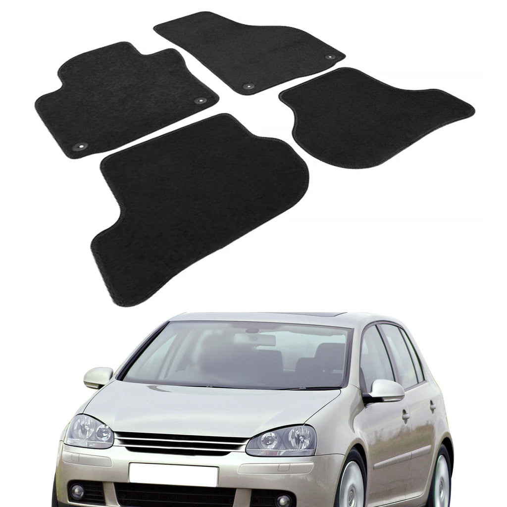 Car Floor Mat for 2006-2009 Volkswagen Golf Rabbit GTI Black 4PC Nylon