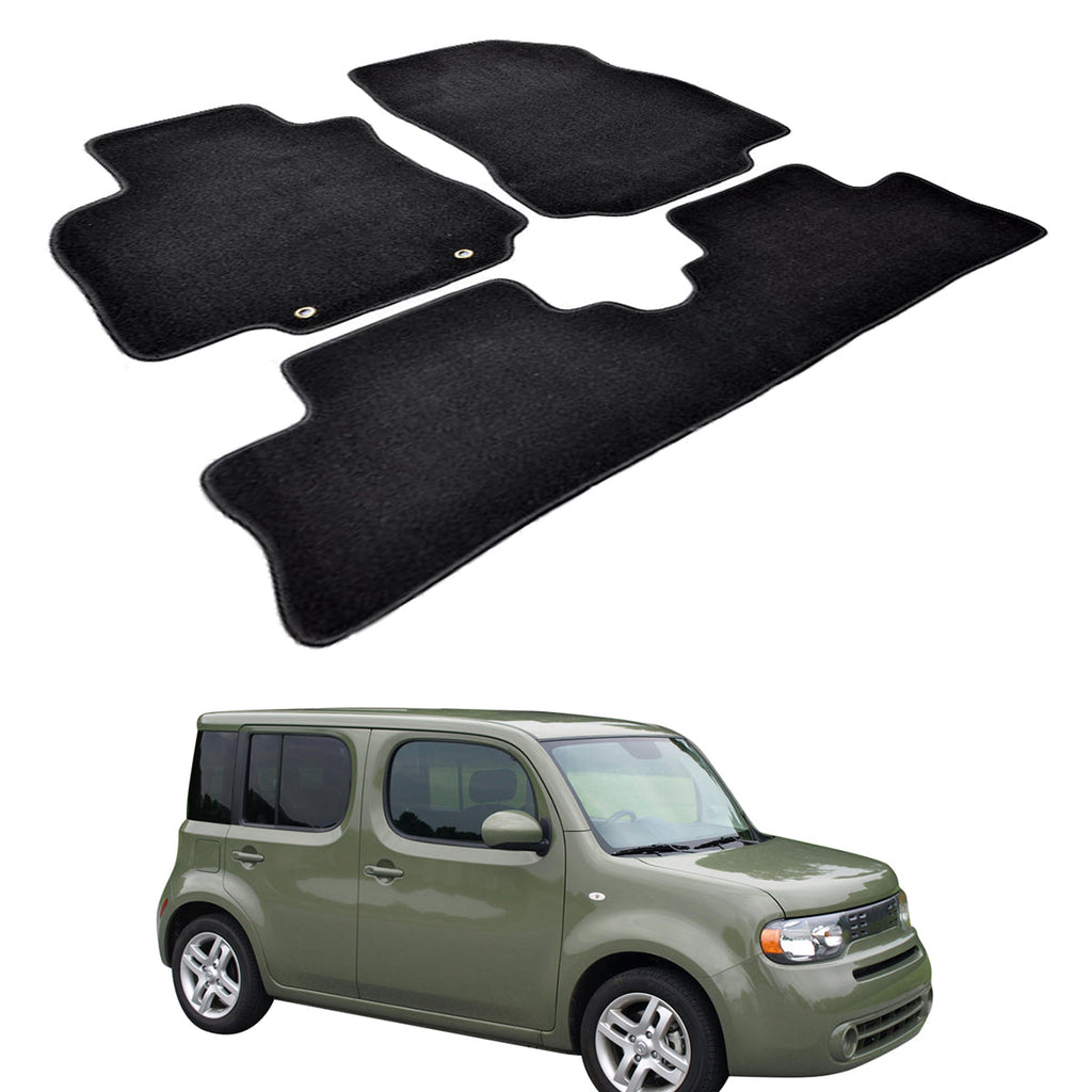 Car Floor Mat for 2009-2014 Nissan Cube Black Carpet 3PC Nylon