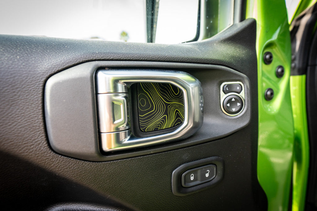 Topographic Map Interior Door Cup Overlays - 2018+ Wrangler JL / Gladiator JT